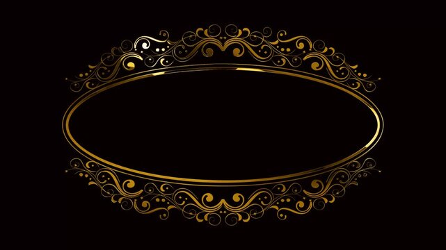 oval vintage gold frame on the black background