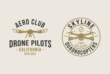 Obraz premium A modern logo design featuring a drone, appealing to drone enthusiasts and pilots, capturing the essence of high-tech innovation and aerial exploration.