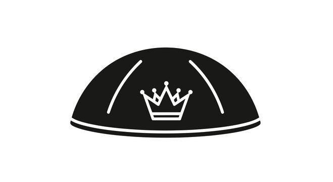A black and white illustration of a crown on a cloche