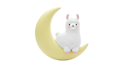 Fototapeta premium Cute Llama Sitting on a Crescent Moon