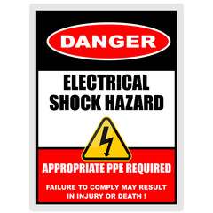 Fototapeta premium Danger, electric shock hazard, sign vector