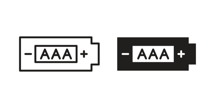 AAA battery icon silhouette. Editable stroke. Line vector illustration design