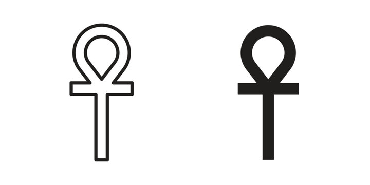 Ankh icon silhouette. Editable stroke. Line vector illustration design