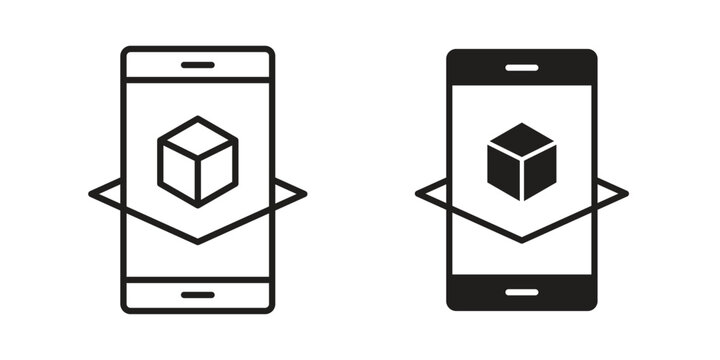Ar apps icon silhouette. Editable stroke. Line vector illustration design