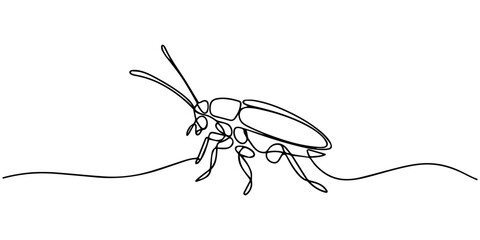 Stag Beetle insect continuous one line drawing, Continuous One Line Art of a Stag Beetle, Minimalist Insect Illustration, Simple Black Ink Sketch of a Beetle for Minimalist Interior Design © Parboti
