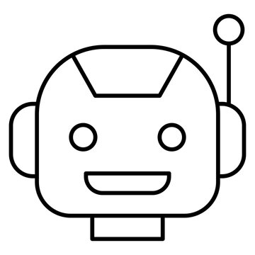 Friendly robot head outline icon technology illustration