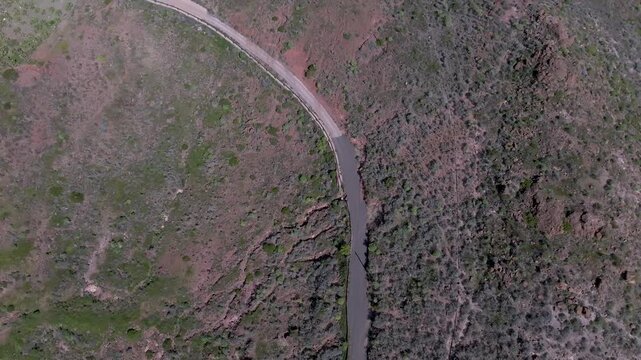 Aerial view of volcanic landscape in Huesa Bermeja, Canary Islands