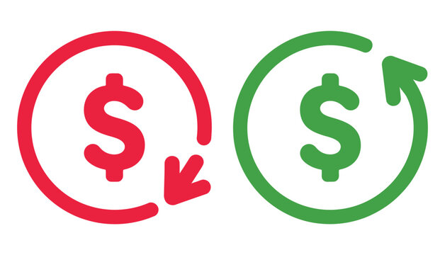 Cost reduction icon vector, cost savings icon, dollar decrease sign