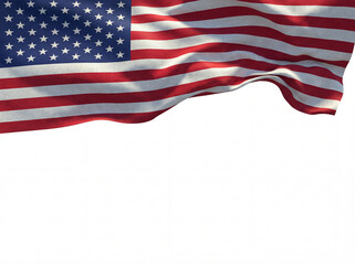Fototapeta premium United States Flag Fabric Header Design with Clean White Copy Space