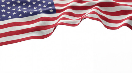 Fototapeta premium United States Flag Fabric Header Design with Clean White Copy Space