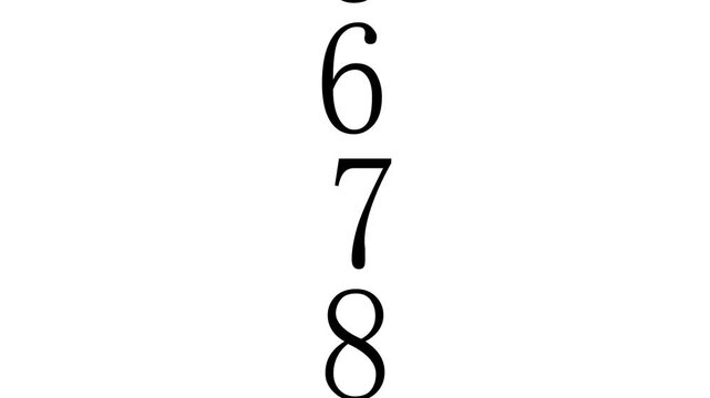 Vertical Stack of Numbers 567 in Black on White Background digits five