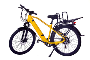 Fototapeta premium Bright yellow electric bike stands ready