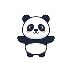 Fototapeta premium Cute cartoon panda bear with open arms, happy expression, isolated on white background.
