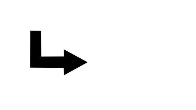 Minimalist Black L-Shaped Right Arrow Animation on White Background