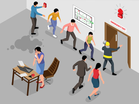 fire drill emergency evacuation scenario indoor setting building office