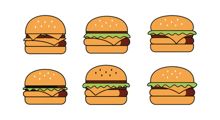 Cheeseburger Line art vector vivid abstract gradient tone