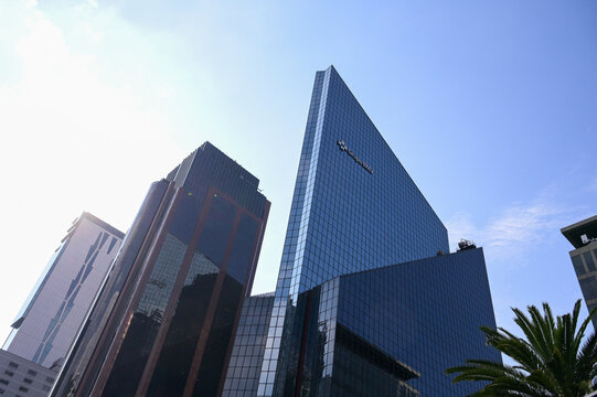 Mexican stock exchange building in the financial district on Reforma avenue