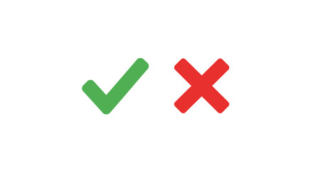 Obraz premium Green check mark and red cross icons on white background decisions