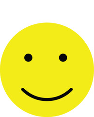 A bright yellow smiley face with a simple design on a white background
