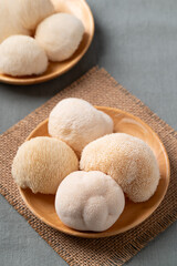 Fresh Lion's Mane mushroom (Hericium erinaceus) or Yamabushitake mushroom © nungning20