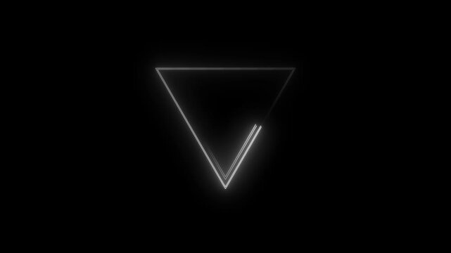 Glowing White Neon Inverted Triangle Motion Loop , with video animation.