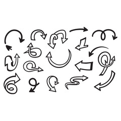 Obraz premium Collection of various black hand drawn arrows and curved shapes