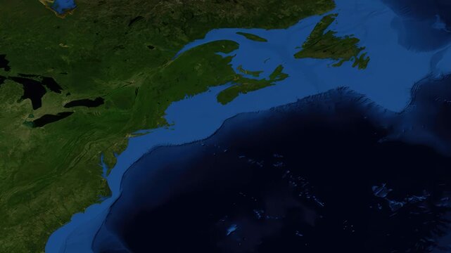 Satellite Map Zoom Animation From World View To Augusta Maine USA