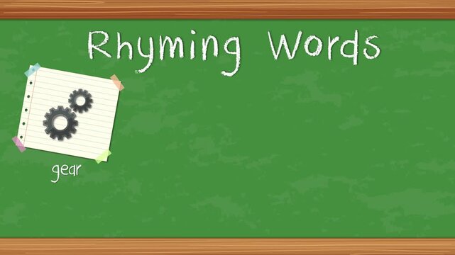 Educational Rhyming Words Animation on a Green Classroom Chalkboard