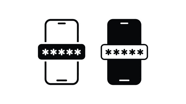 OTP SMS password icon, mobile verification and two-factor authentication symbol, secure login and digital security concept, minimal flat vector illustration isolated on white background.