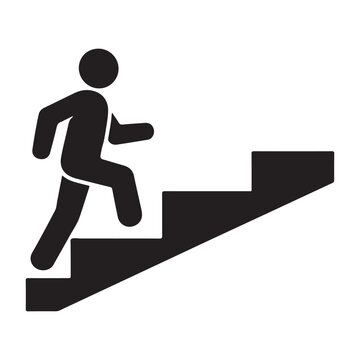 Walking up the stairs or staircase icon vector silhouette 