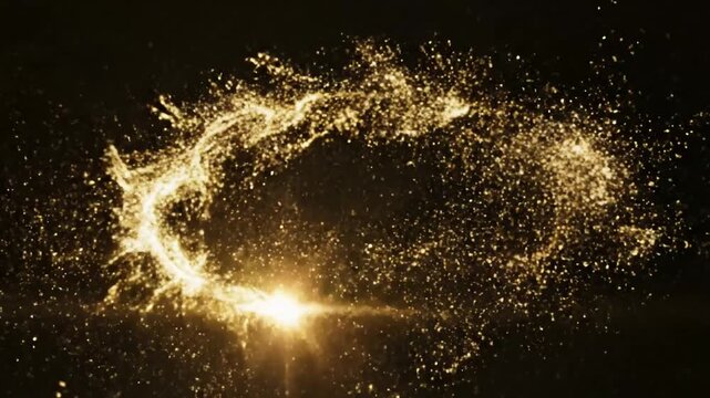 Green Screen 4k 3d golden glitter sparkling magic lights sparkle on black background intro animation birthday anniversary new year event christmas festival diwali logo reveals trail scene 1 with