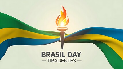 Brasil Day Tiradentes celebration with torch and waving flag