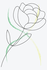 Elegant Floral Line Art, Minimalist Rose Sketch, Botanical Illustration For Design Projects