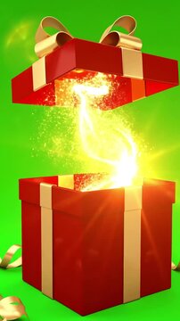 Green Screen opening beautiful gift box with ribbons and big bow 5 videos in 1 unpacking 3d animation elements on alpha channel untying decorative knot 4k ultra hd 3840x2160 scene 2 distortion
