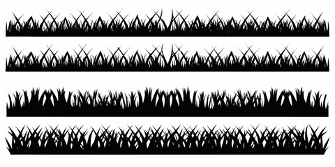 Black silhouette rows of grass against a white background © Prince