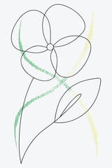 Elegant Floral Line Art, Minimalist Botanical Sketch, Delicate Blossom Drawing For Design Projects