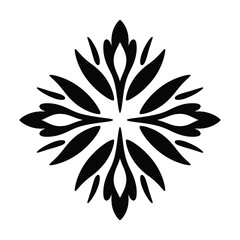 Fototapeta premium Black floral ornament symmetric mandala style isolated on transparent background vector illustration for decorative design project