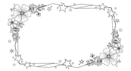 Floral Frame with Flowers and Stars. © Robbanadolamna