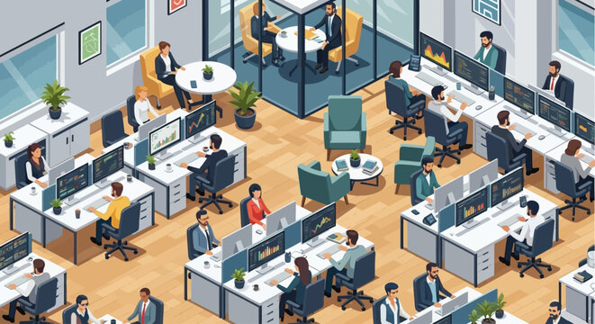 Business people working in a modern open office