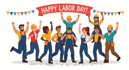 Obraz premium Diverse Group of Workers Celebrating Labor Day 2.