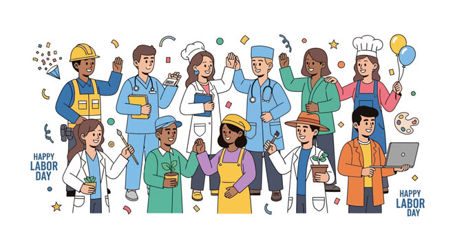 Diverse Group of Professionals Celebrating Labor Day.