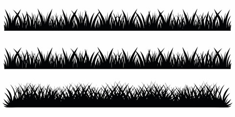 Three rows of black grass silhouettes against a white background © Sukla