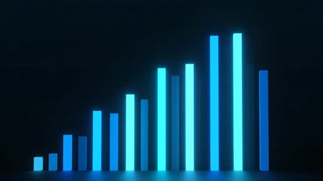 Blue Bar Graphs Showing Data Trends.