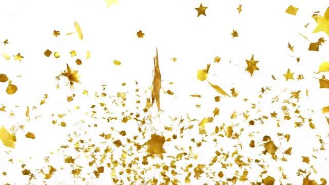 Luxury & Awards Background Elements with gold confetti particles pack on white luma matte channel distortion, green screen overlay, glitch, static noise, scan lines black background, 4k animated video