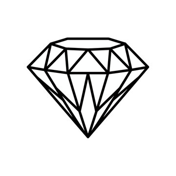 A striking black diamond illustration with sharp facets on transparent background silhouette