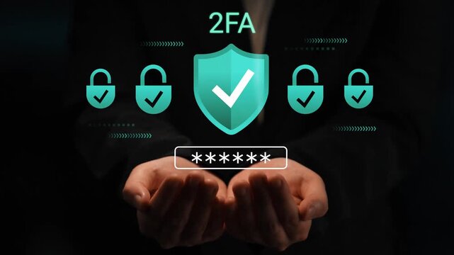 Hands Offering Security for Two-Factor Authentication with Shield and Padlocks for Online Safety and Digital Protection Gluon.