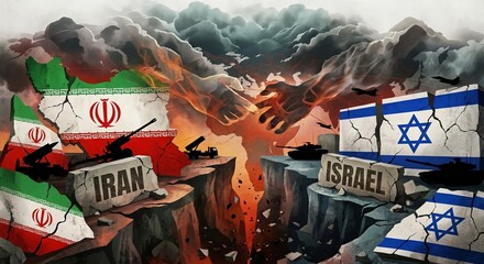 Fototapeta premium USA, Iran and Israel flag together