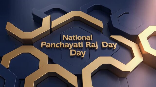 National Panchayati Raj Day 3D Typography on Blue and Gold