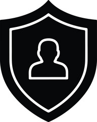 Vector personal data protection icon user privacy security shield silhouette design