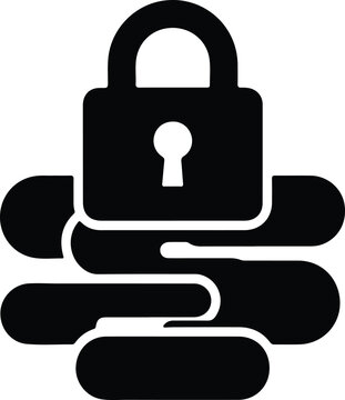 Vector python programming security icon with a padlock and snake silhouette design